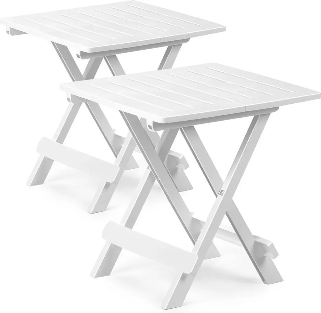 Set van 2 Klaptafels Adige 50x45x43cm Draagbaar Campingtafel Bijzettafel