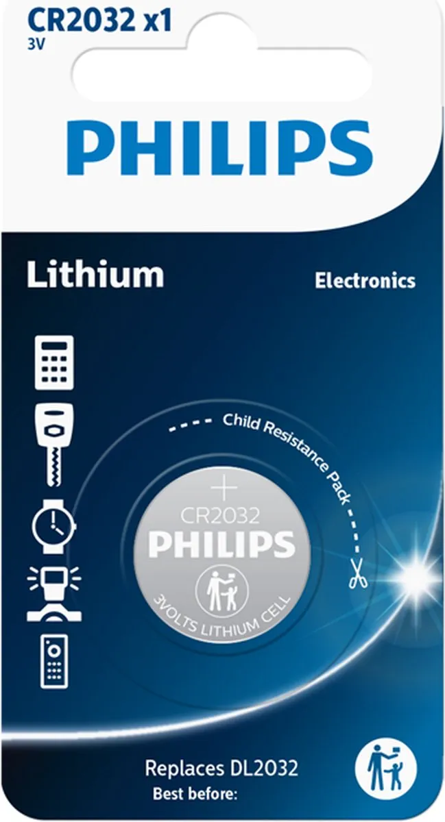Philips Knoopcelbatterij CR2032 - 225mAh