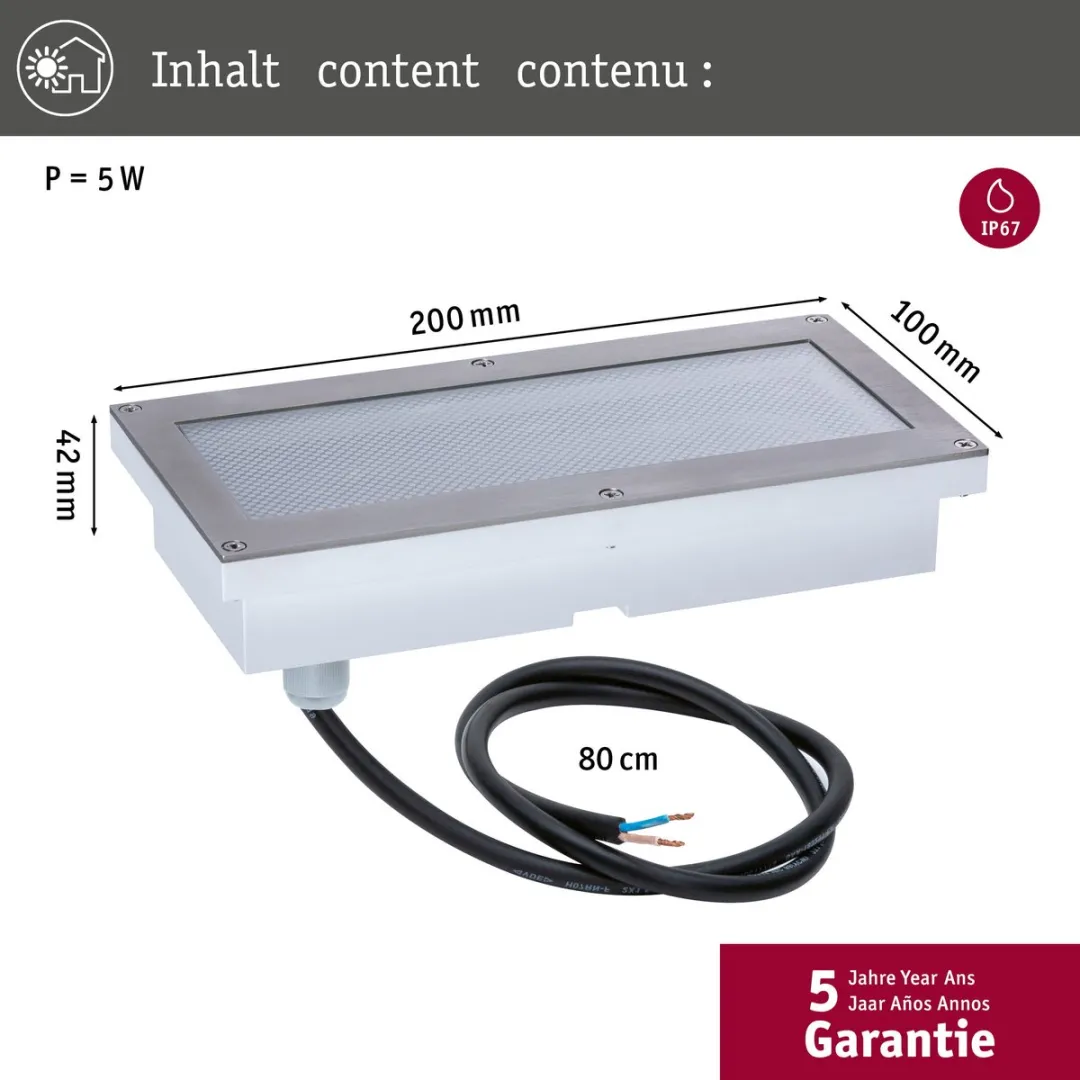 Paulmann LED Brick Schemerlamp Bewegingsmelder IP67 3000K 1,6W - Grijs Metaal