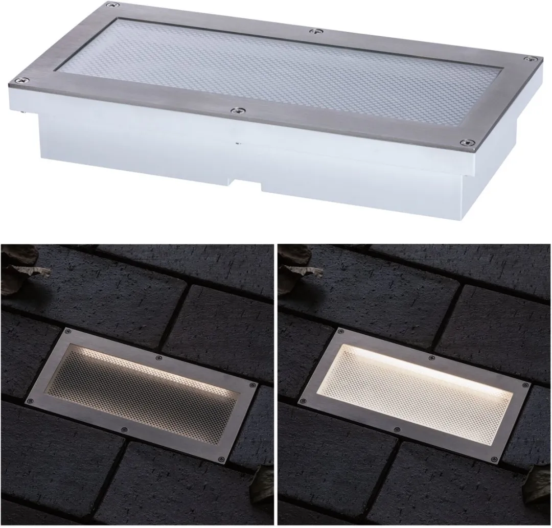 Paulmann LED Brick Schemerlamp Bewegingsmelder IP67 3000K 1,6W - Grijs Metaal