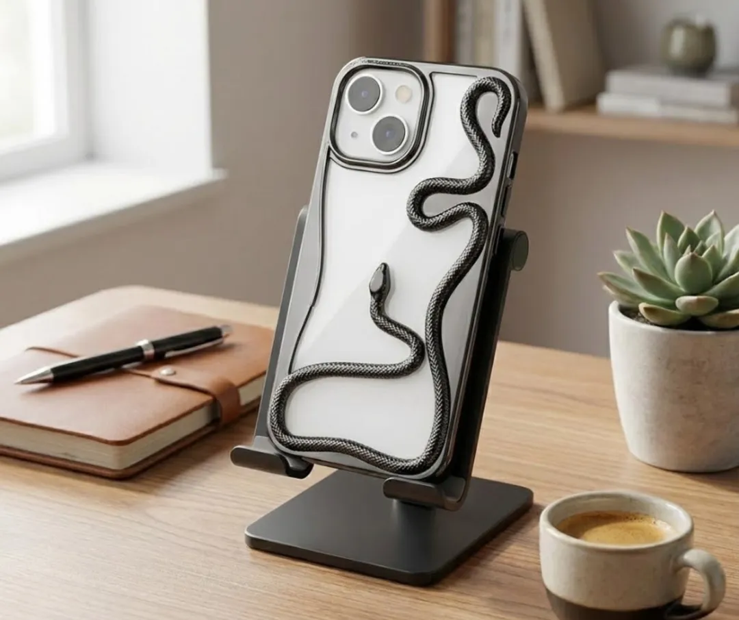NUVEX iPhone 14 Hoesje Zwart - 3D Slang Design