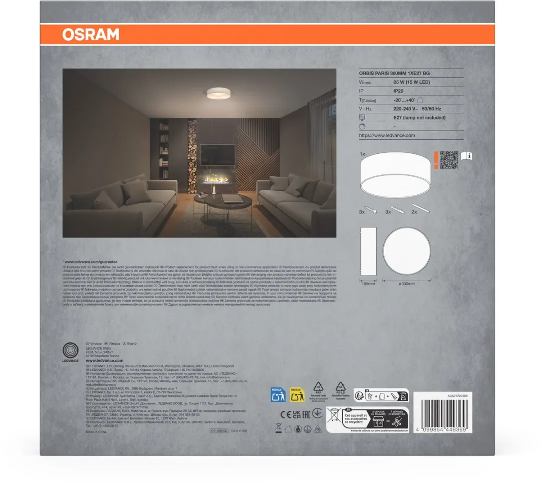 Osram Orbis Paris Plafondlamp 300mm - Beige - E27