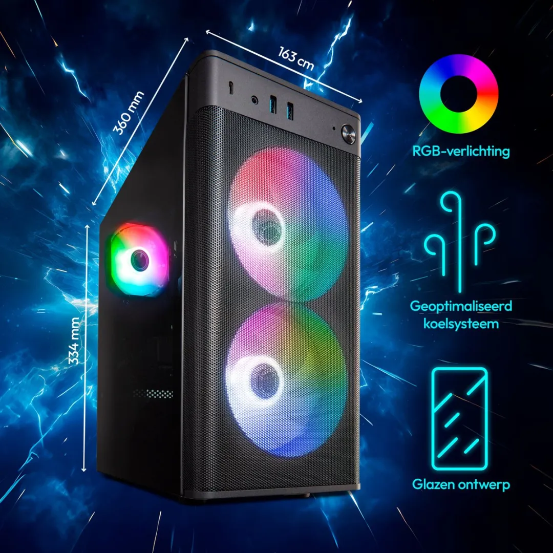 ERAZER Recon P45 - Gaming PC - AMD Ryzen™ 5 5500 - Windows 11 Home - NVIDIA® GeForce RTX™ 5060, - 1 TB SSD - 32 GB RAM