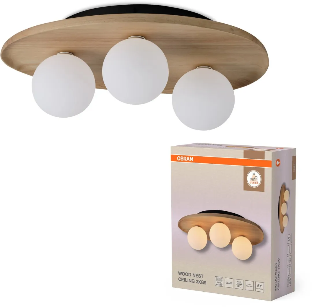 Osram Decor Houten Nest LED Plafondlamp 1xG9 - Bruin