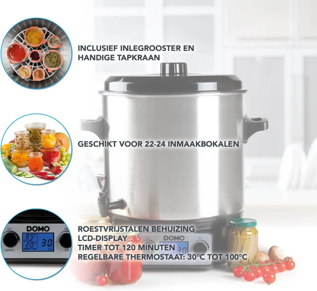Domo DO42325PC Inmaakketel Digitaal - 27L - 2000W - Zwart