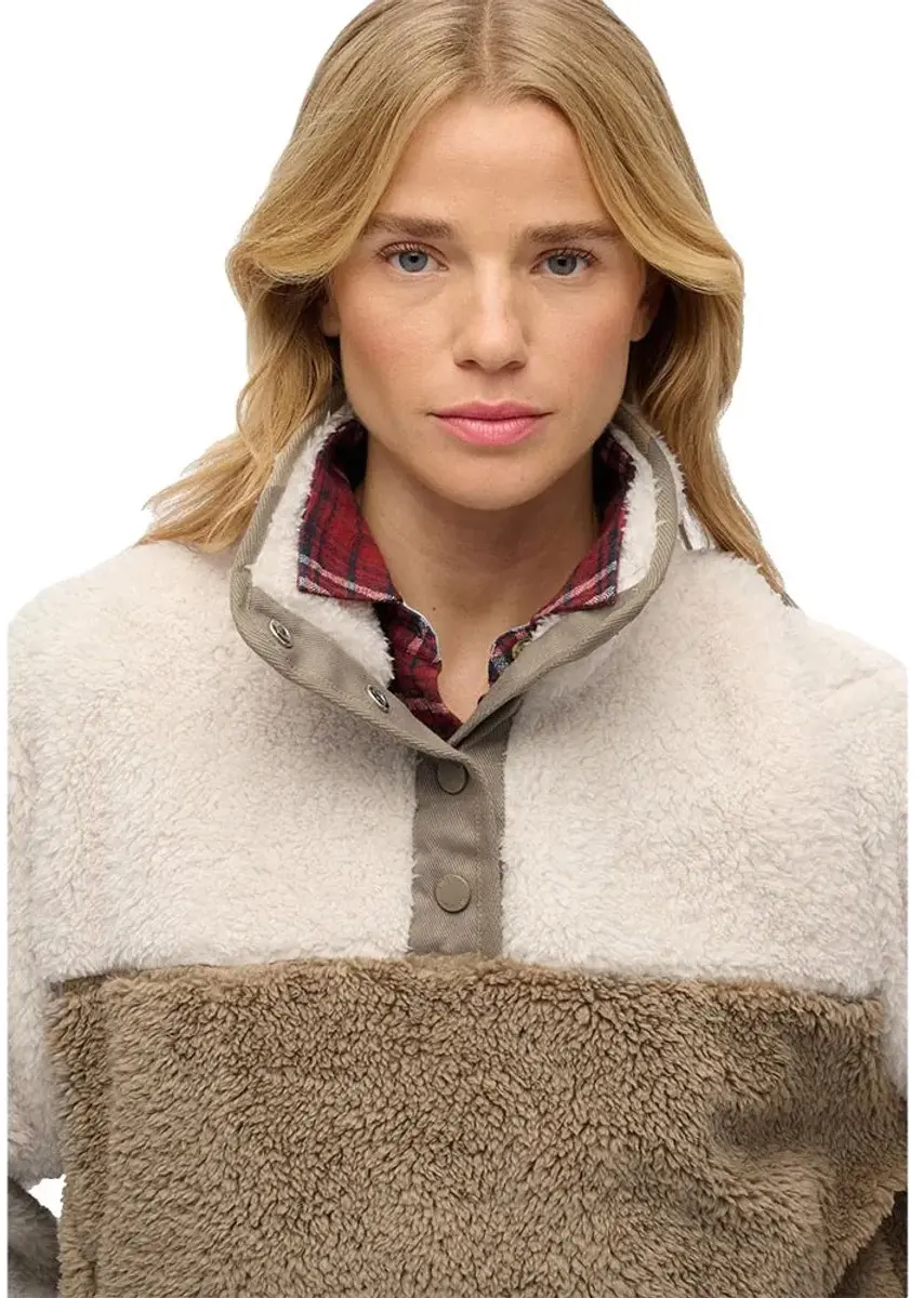 Superdry Super Soft Mash Up Henley Sweatshirt - Beige S - afbeelding 4 van 4