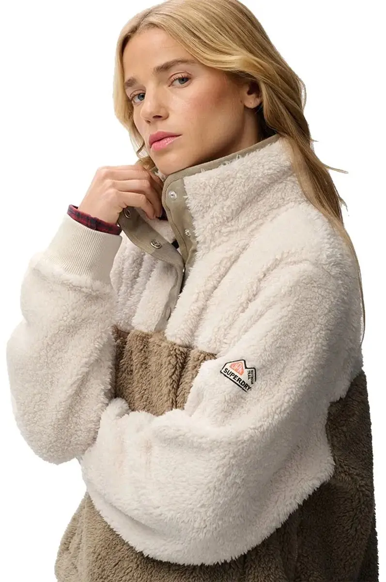 Superdry Super Soft Mash Up Henley Sweatshirt - Beige L - afbeelding 4 van 4