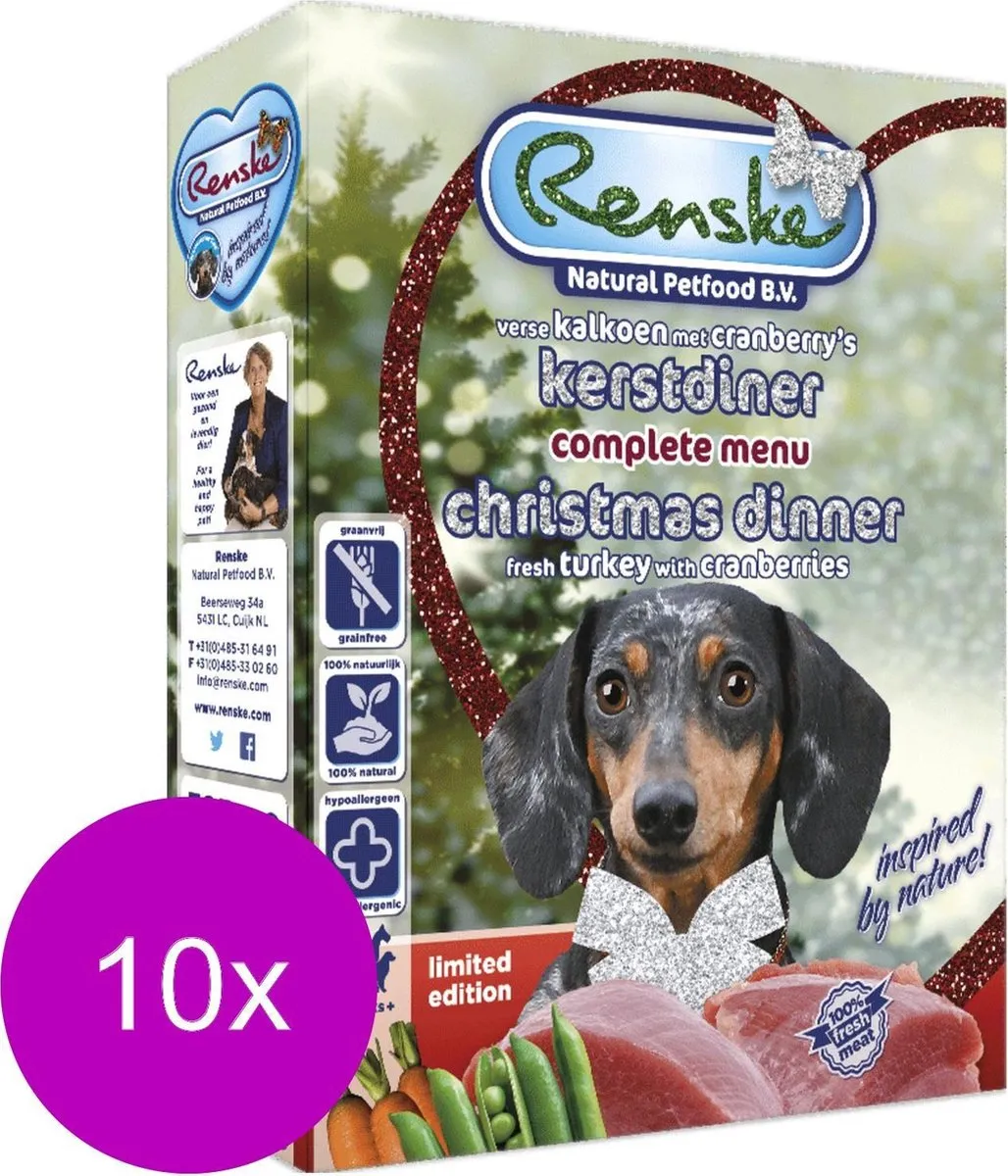 Renske Vers Vlees Kerst Hondenvoer - 395g - 10 Stuks