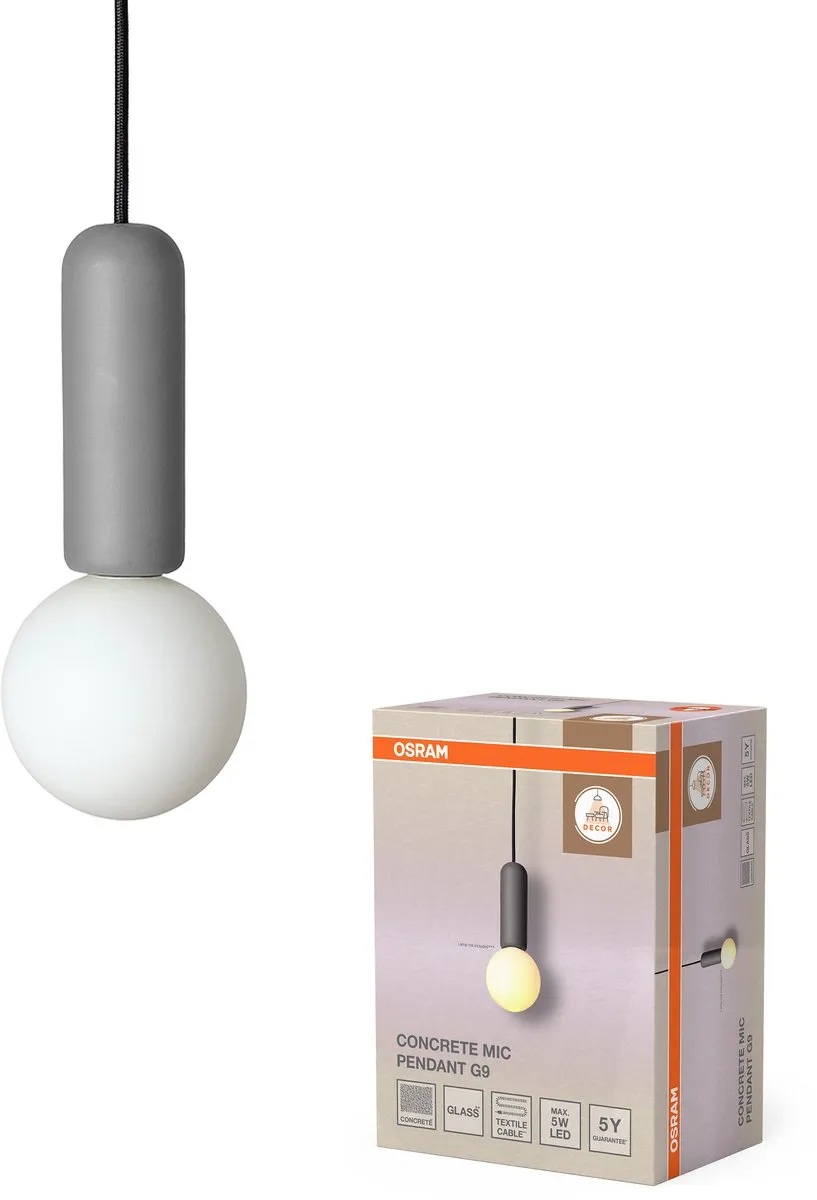 Osram Decor Beton Mic Hanglamp G9 100mm - Donkergrijs