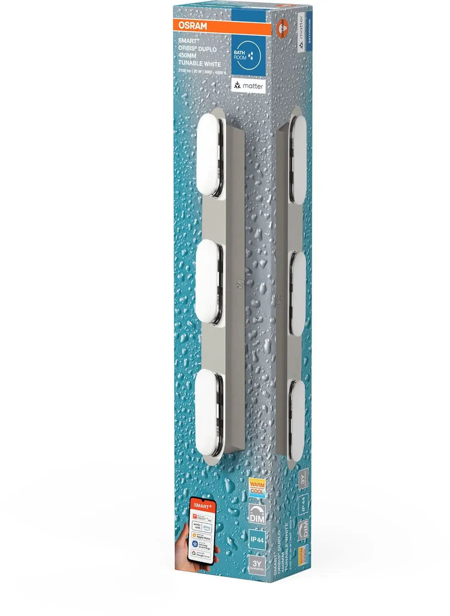 Osram SMART+ Matter Orbis Wandlamp IP44 20W 1600lm - Zilver