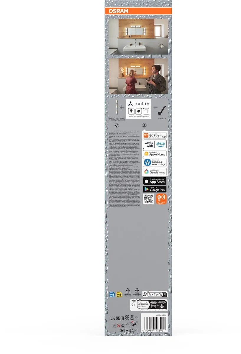 Osram SMART+ Matter Orbis Wandlamp IP44 20W 1600lm - Zilver