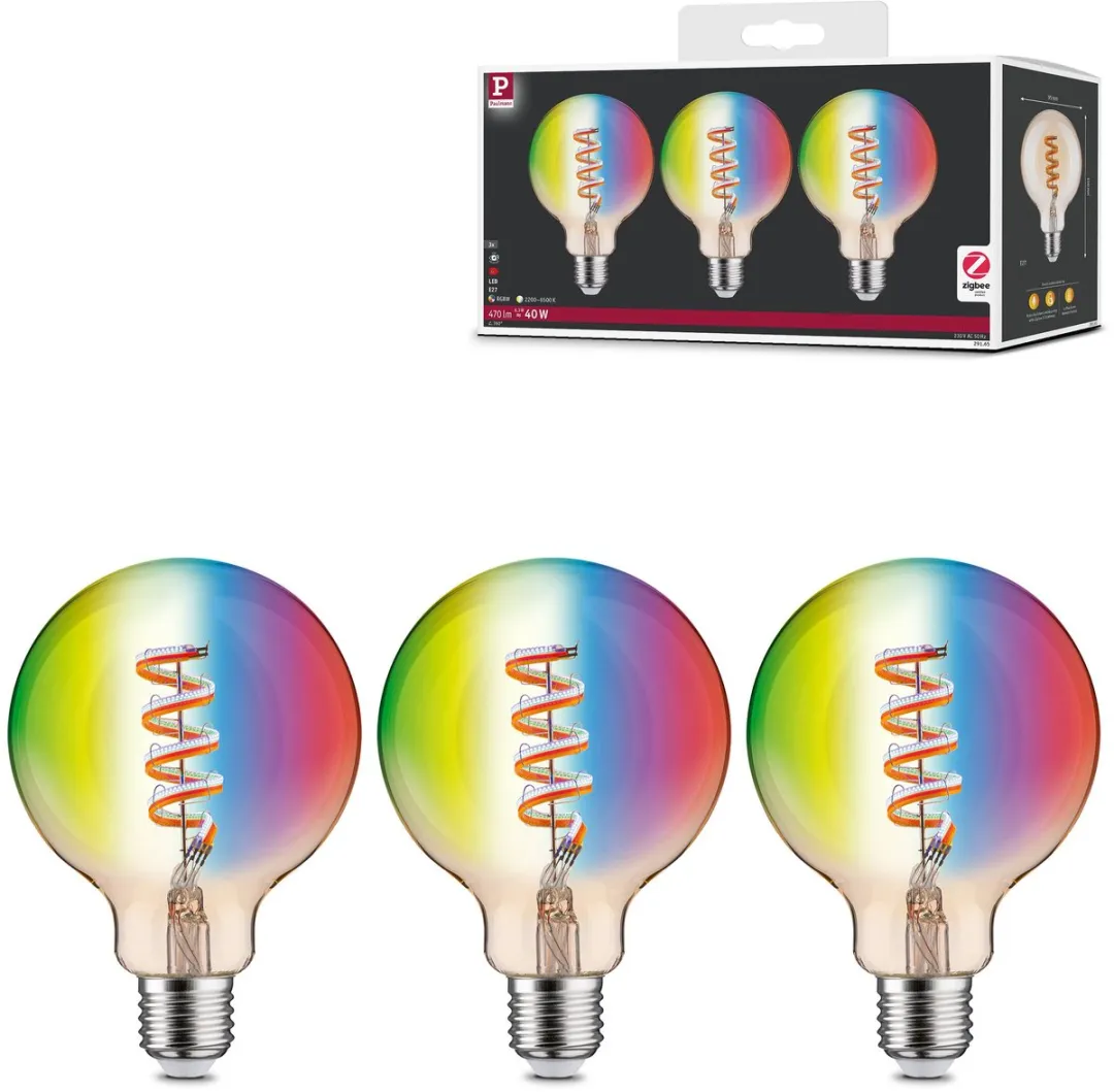Paulmann Filament LED Globe G95 E27 RGBW 3x470lm - Goud