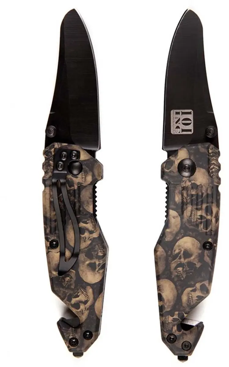 101inc Zakmes Skull klein + clip zwart