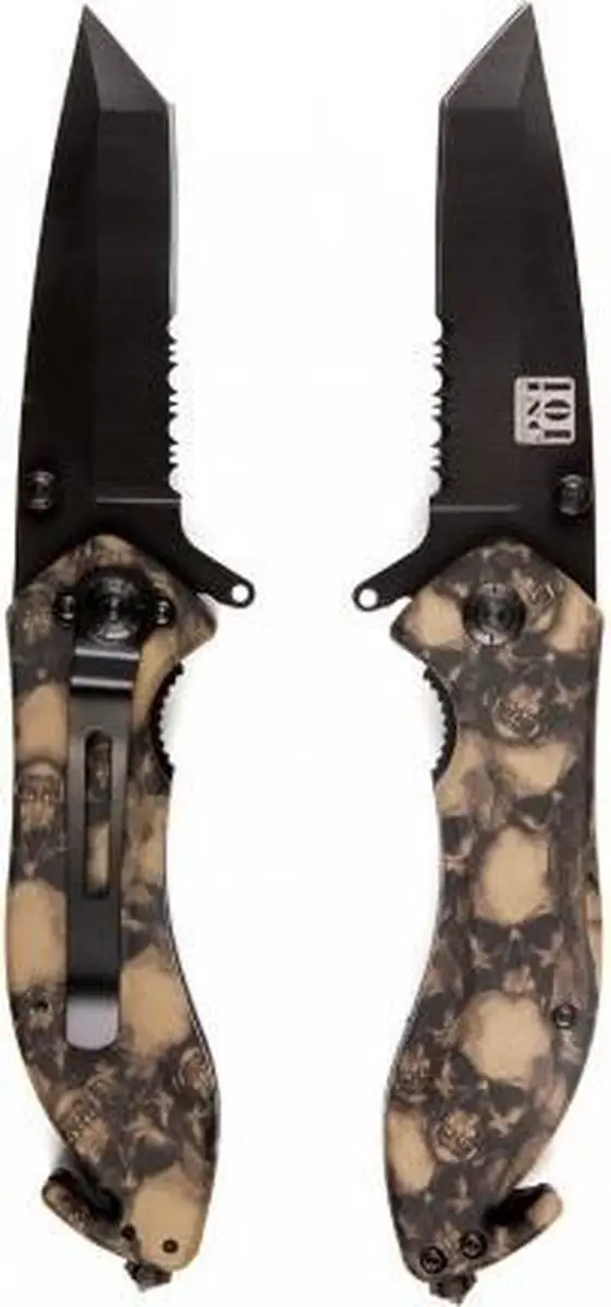 101inc Zakmes Skull + Clip zwart