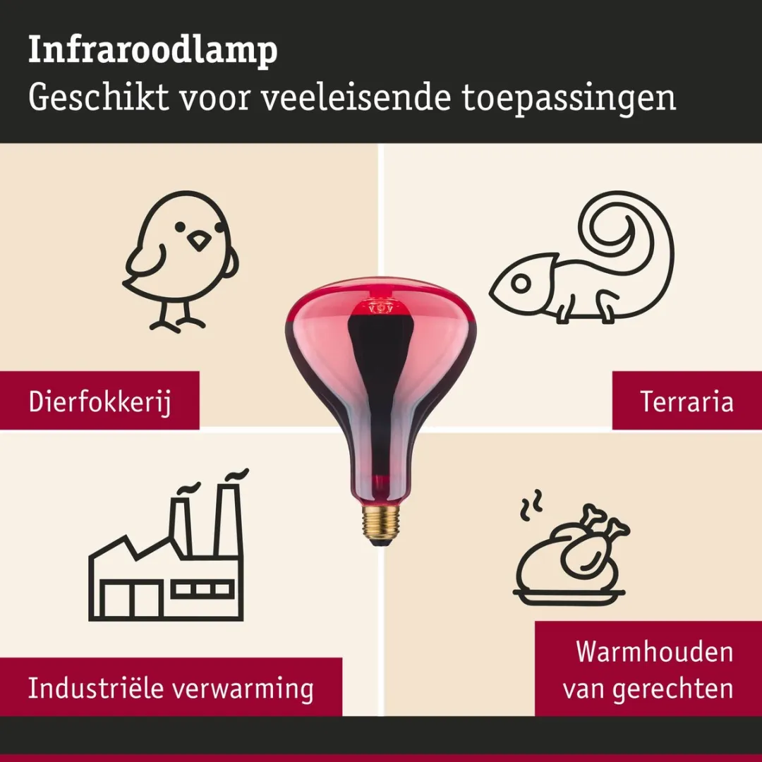 Paulmann Infrarood Gloeilamp E27 150W 1000K - Rood - Helder glas