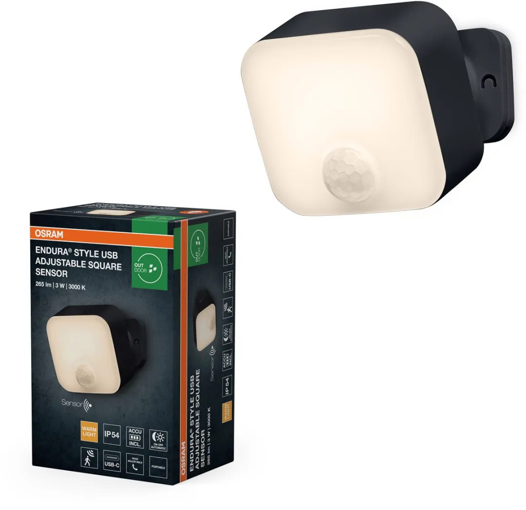 Osram Endura Style USB Sensor IP54 - Warm wit 3000K - Donkergrijs - afbeelding 3 van 6
