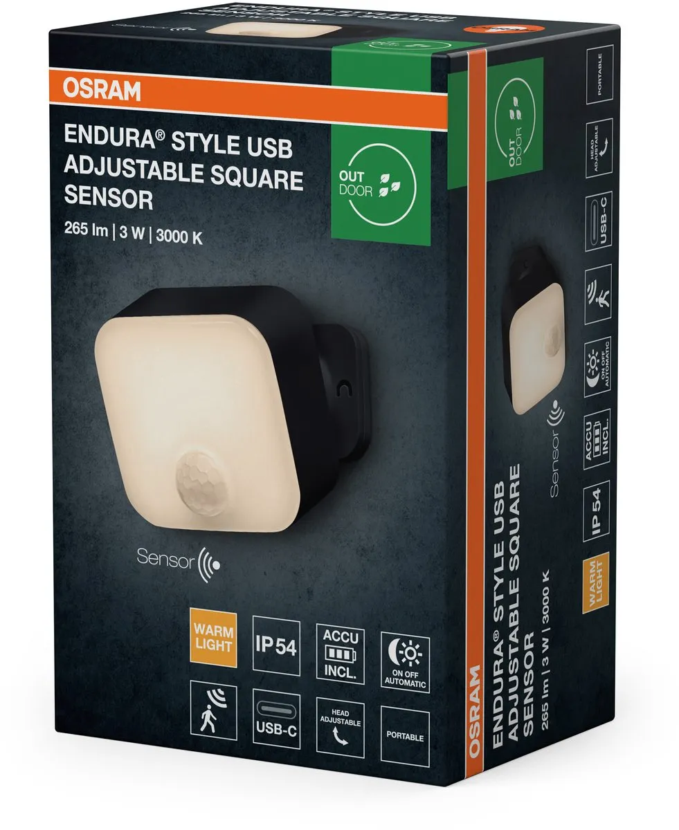 Osram Endura Style USB Sensor IP54 - Warm wit 3000K - Donkergrijs - afbeelding 6 van 6