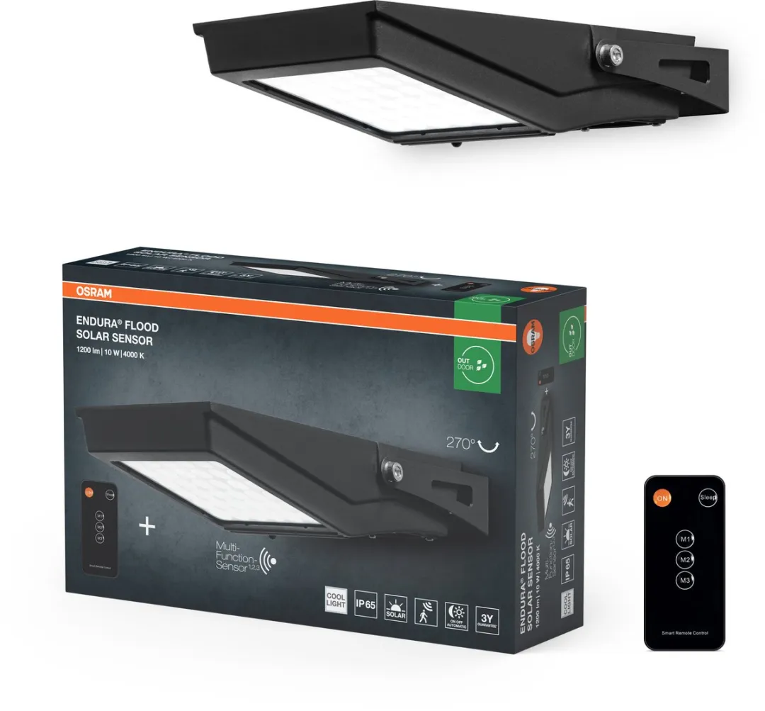Osram Endura Flood Solar LED-schijnwerper 10W - Zwart - afbeelding 3 van 6