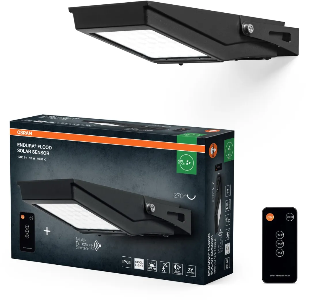 Osram Endura Flood Solar LED-schijnwerper 10W - Zwart - afbeelding 4 van 6