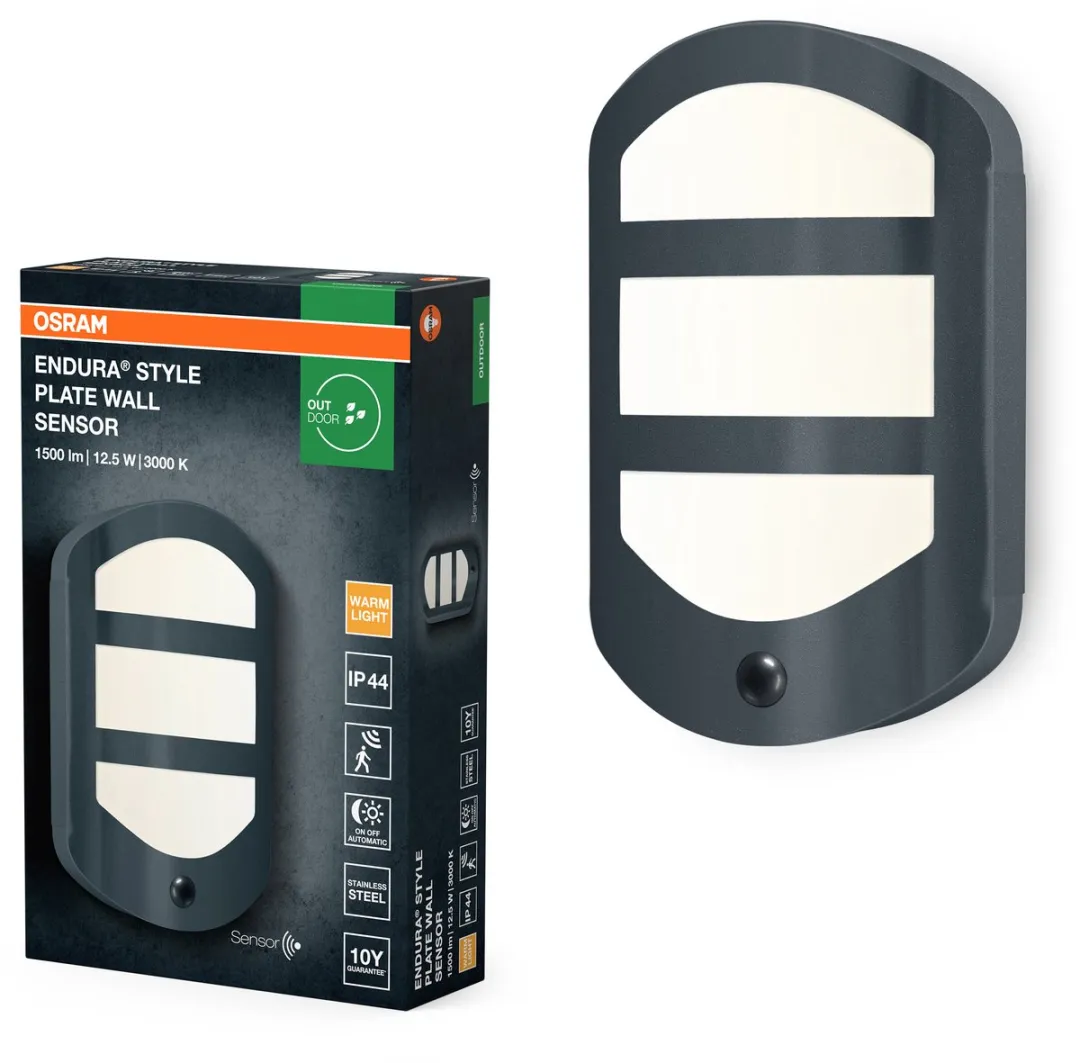 Osram Endura Style Plate Wand Sensor 12.5W - Donkergrijs