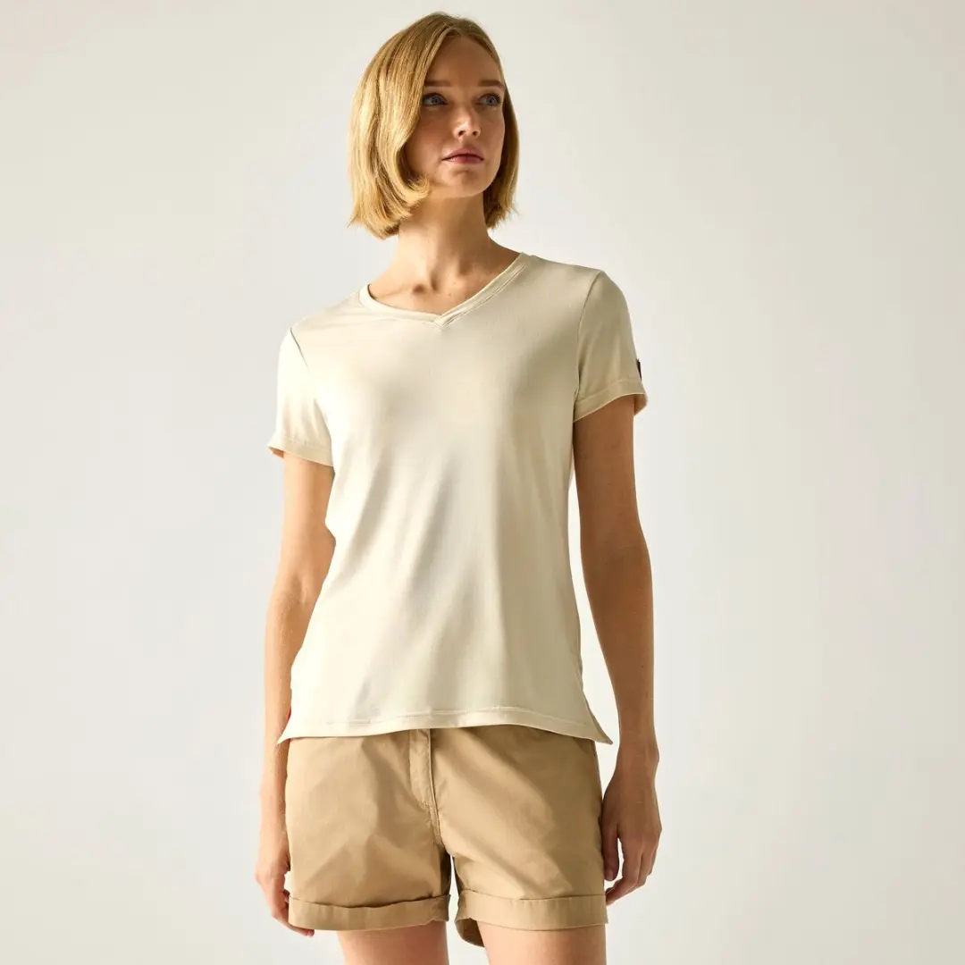 Dames Elkie T-shirt met V-hals en korte mouwen