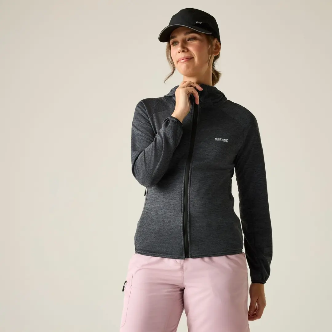 Dames Ferna Marl Full Zip Hooded Stretch Midlayer