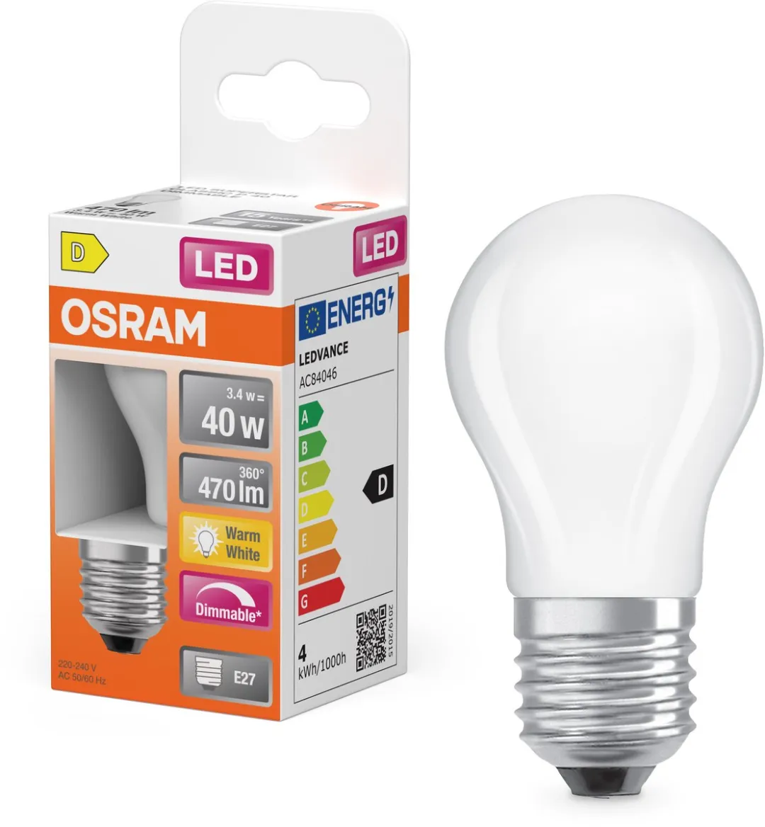 Osram LED Superstar P40 Globe Filament 3,4W - Mat - 470lm
