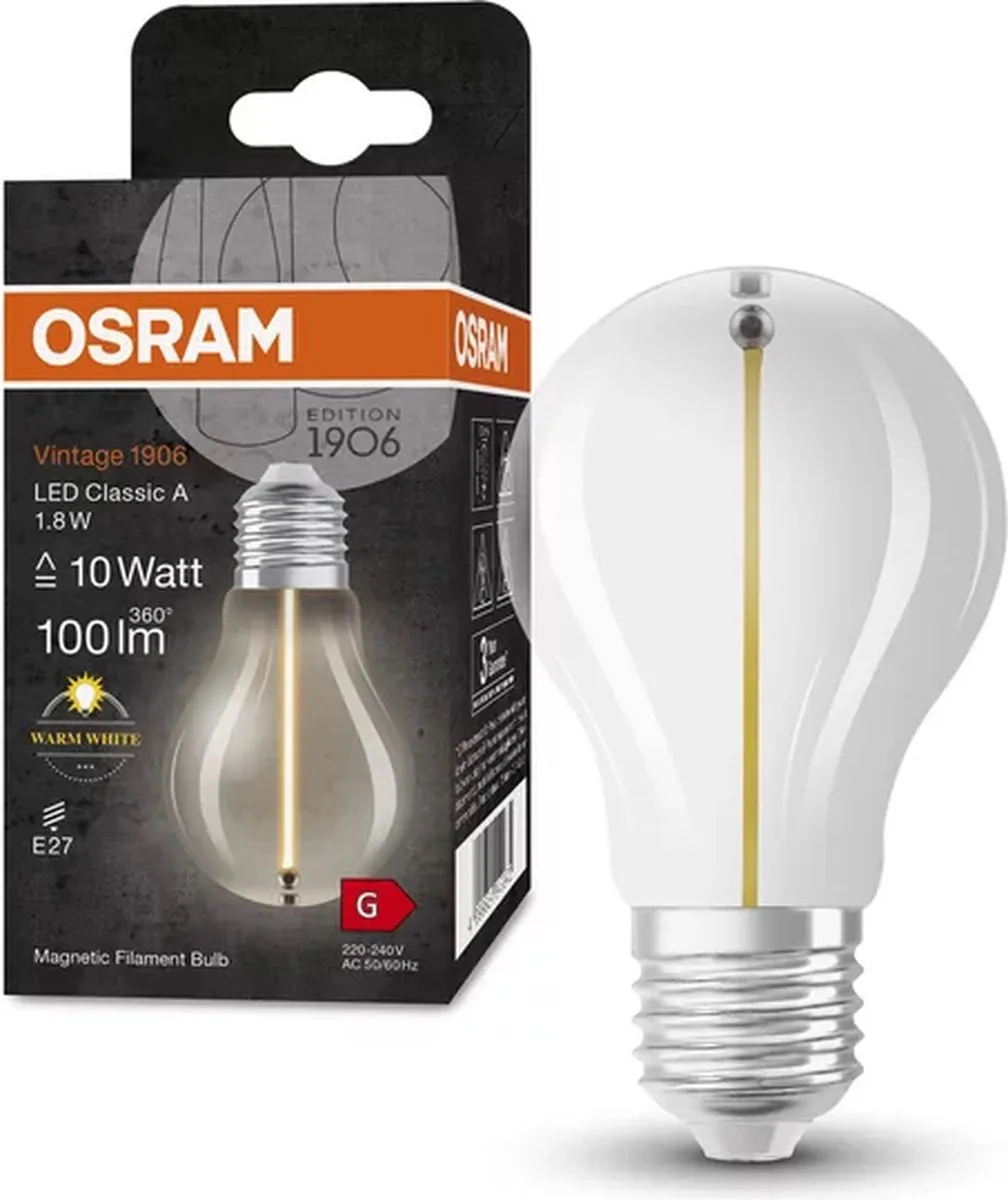 Osram Vintage 1906 Classic A LED - 1,8W 100lm Warm wit - Helder glas