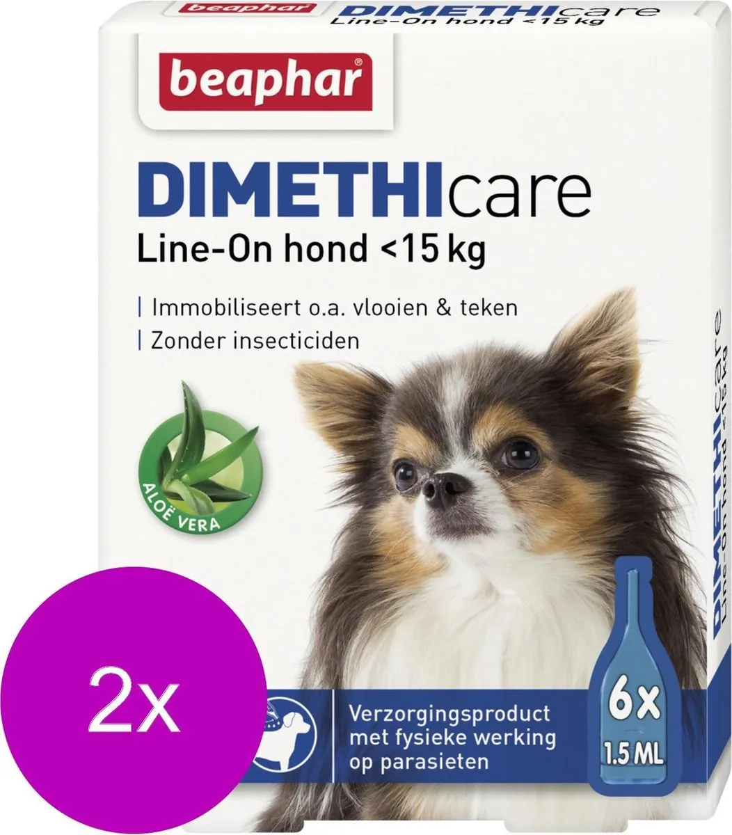 Beaphar Dimethicare Line-On Hond - 2x6x1,5ml Tot 15kg