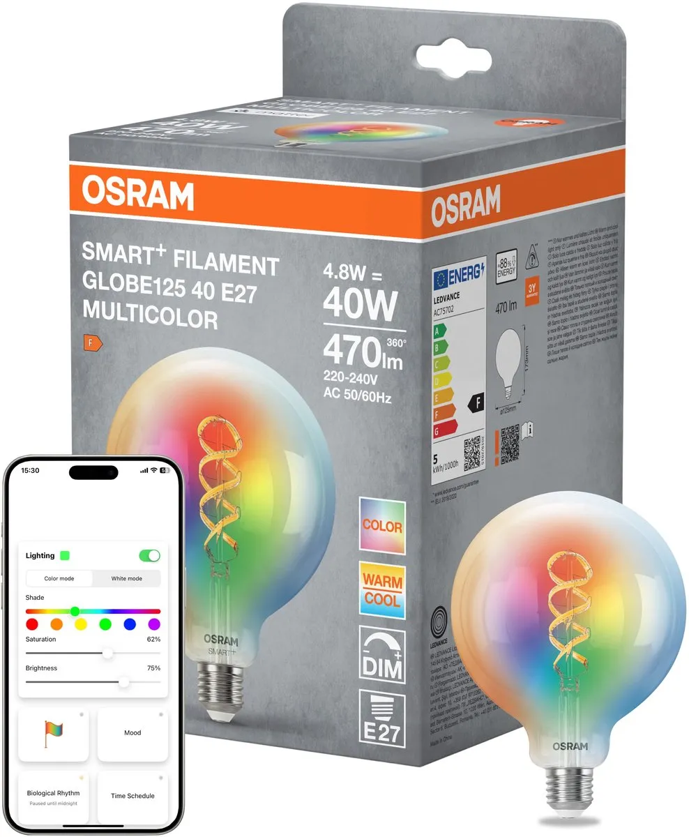 Osram SMART+ LED Globe 125 E27 RGBW - Mat - 4.8W
