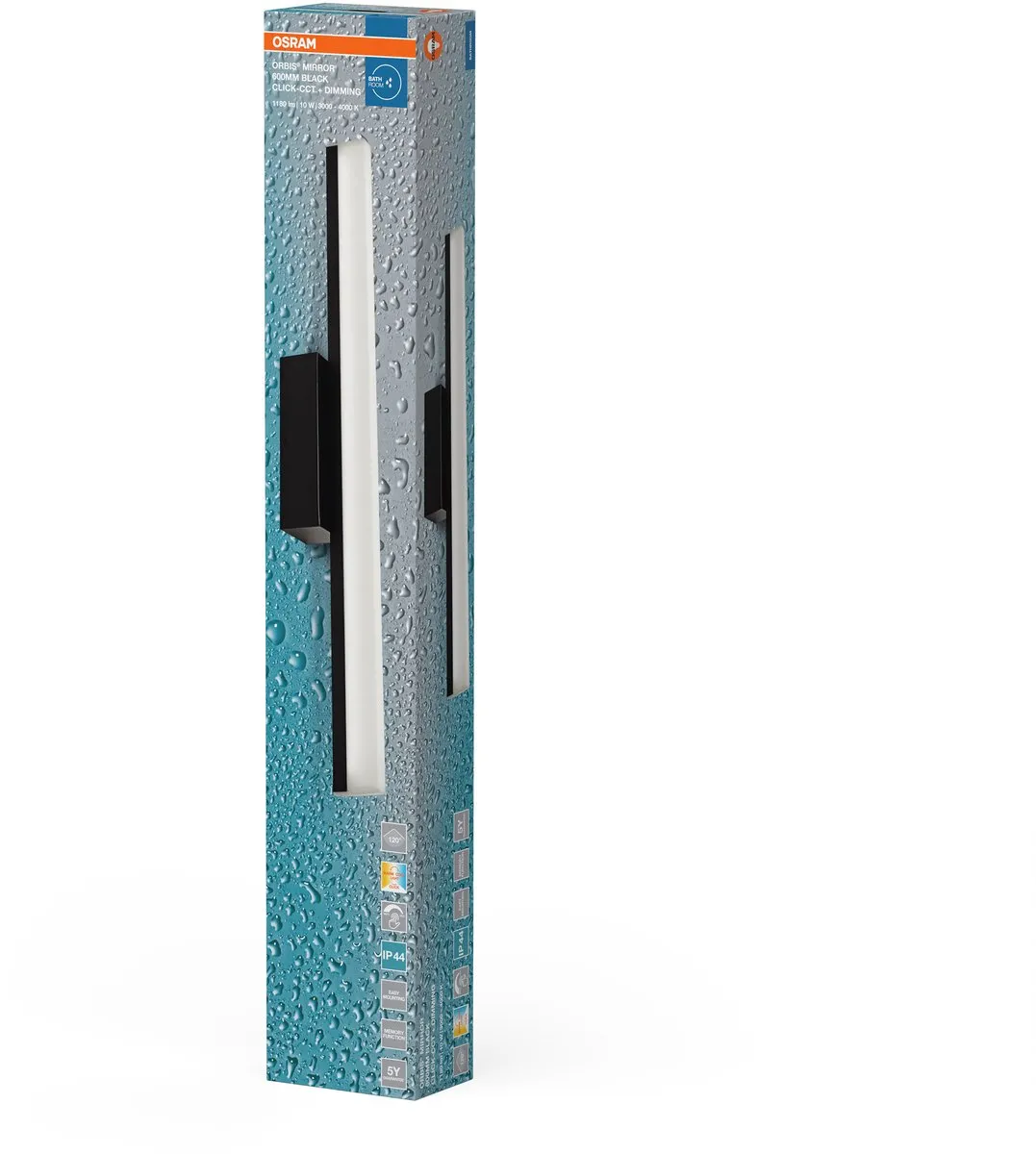 Osram Orbis Mirror 60cm Click CCT DIM IP44 - Zwart - 10W 950lm