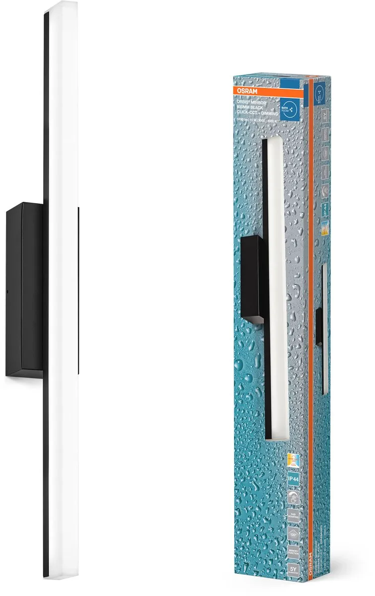 Osram Orbis Mirror 60cm Click CCT DIM IP44 - Zwart - 10W 950lm