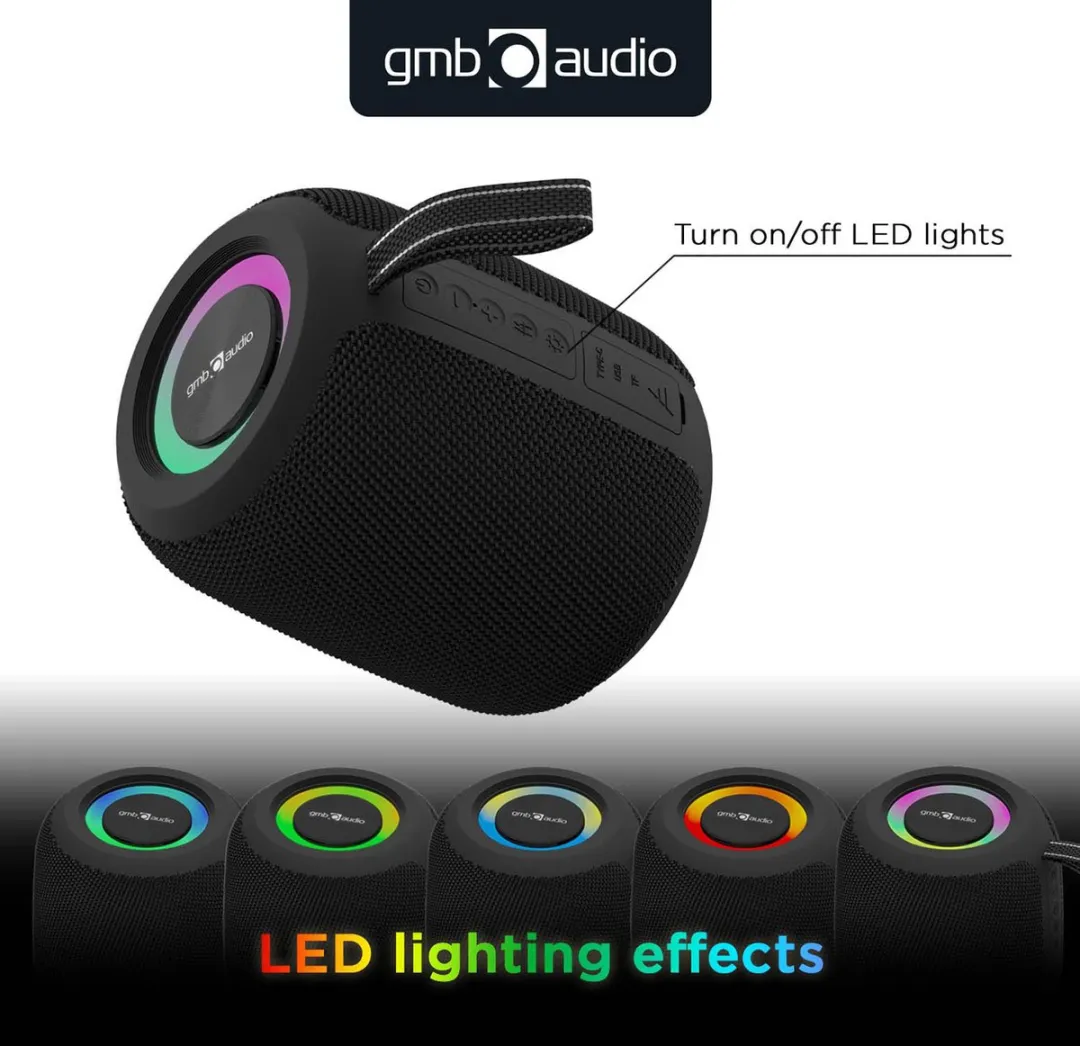 Gembird GMB-Audio BT LED Speaker SPK-BT-LED-05-BK - 8W - Zwart - afbeelding 6 van 6