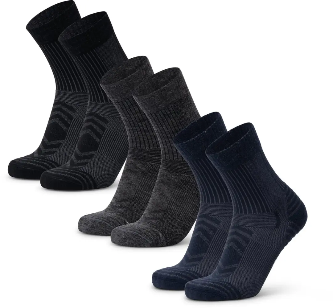 DANISH ENDURANCE Wandelsokken - Lichte Merino Wol Sokken met Blaarbescherming - Unisex - 3 Paar - Maat 39-42