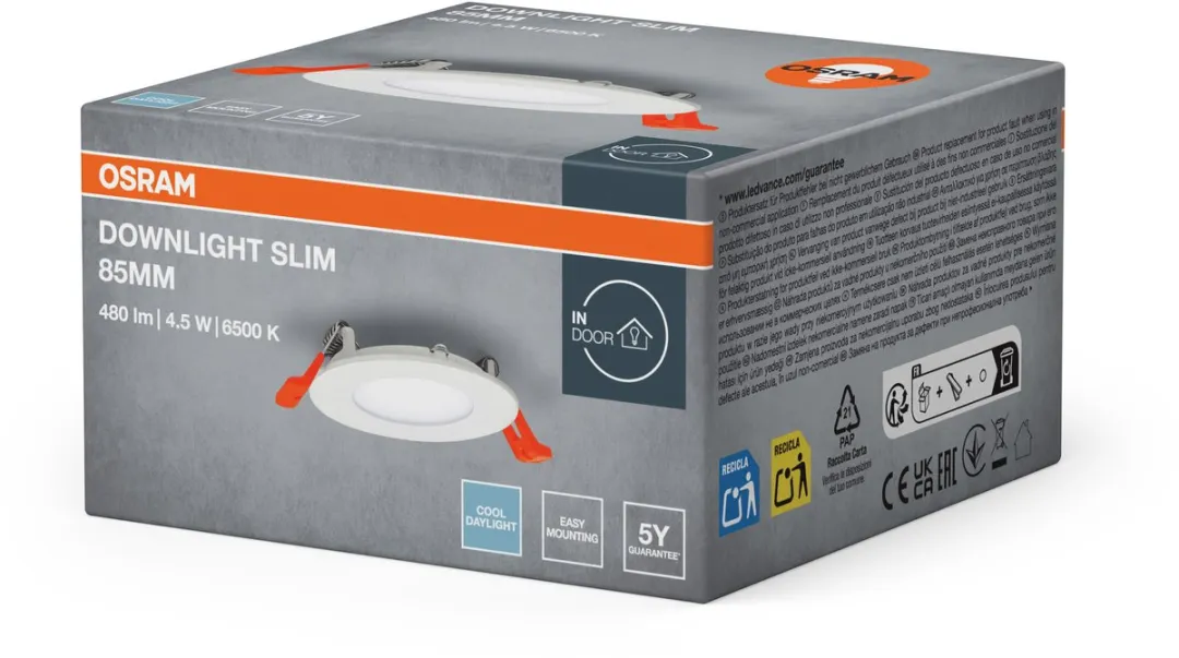 Osram Downlight Slim 85mm LED 4,5W 6500K Koelwit