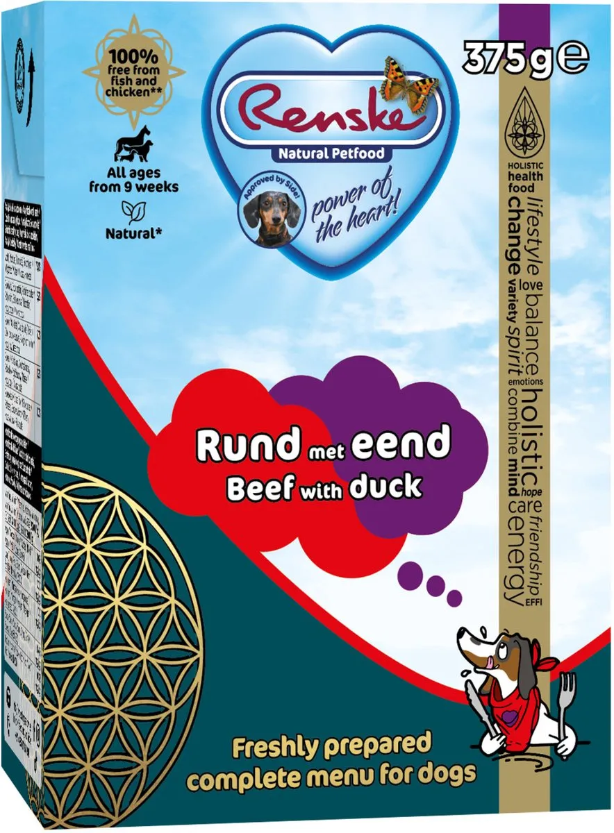 Renske Vers Tetrapack Hondenvoer Rund&Eend 375g