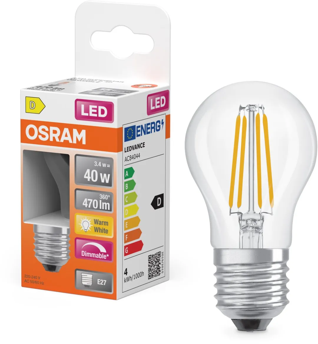 Osram LED Superstar P40 Globe Filament 3,4W - 470lm - 2700K