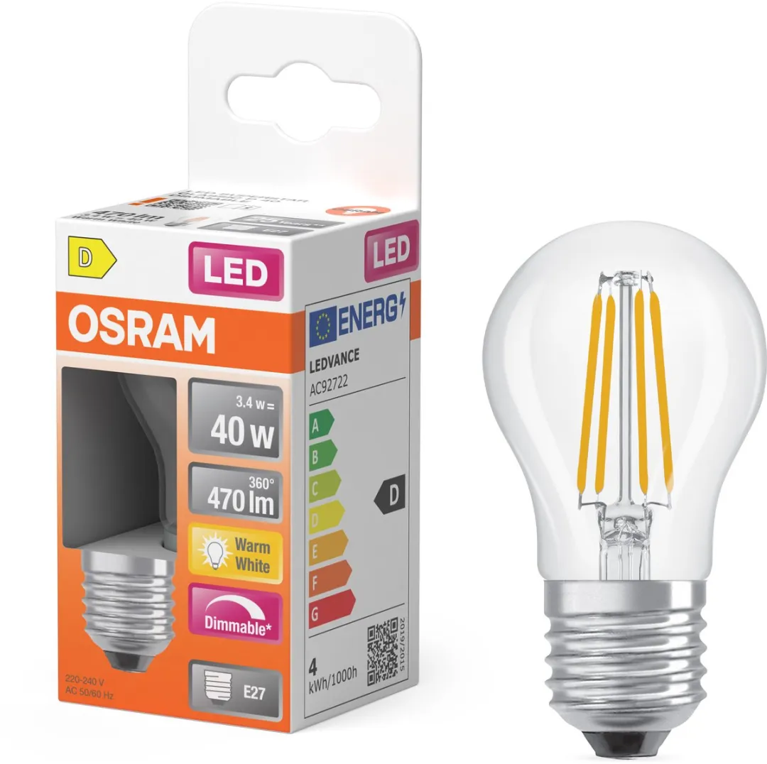 Osram LED Superstar P40 Globe Filament 3,4W - 470lm - 2700K