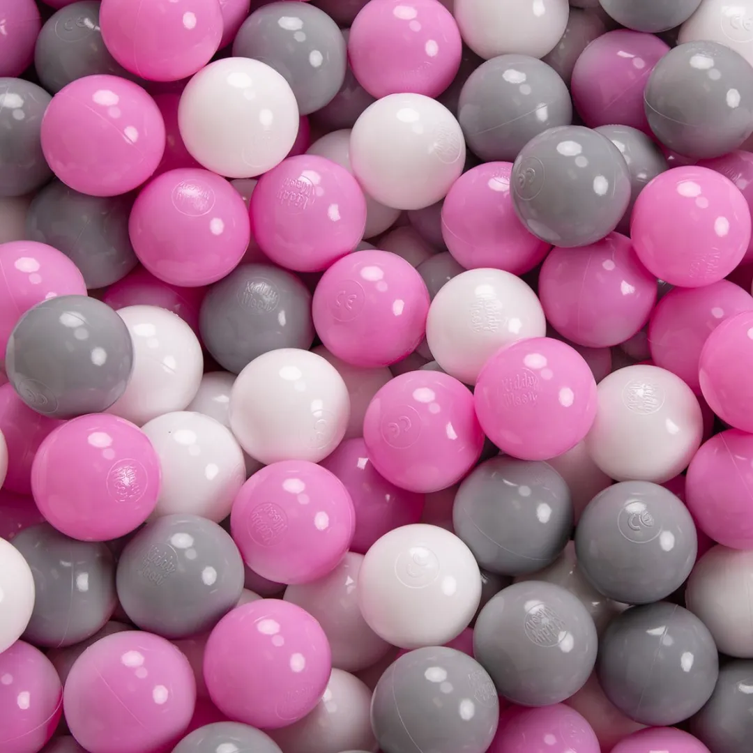 KiddyMoon Ballenbad 120x30cm - 200 Ballen ∅7cm - Roze/Grijs/Wit