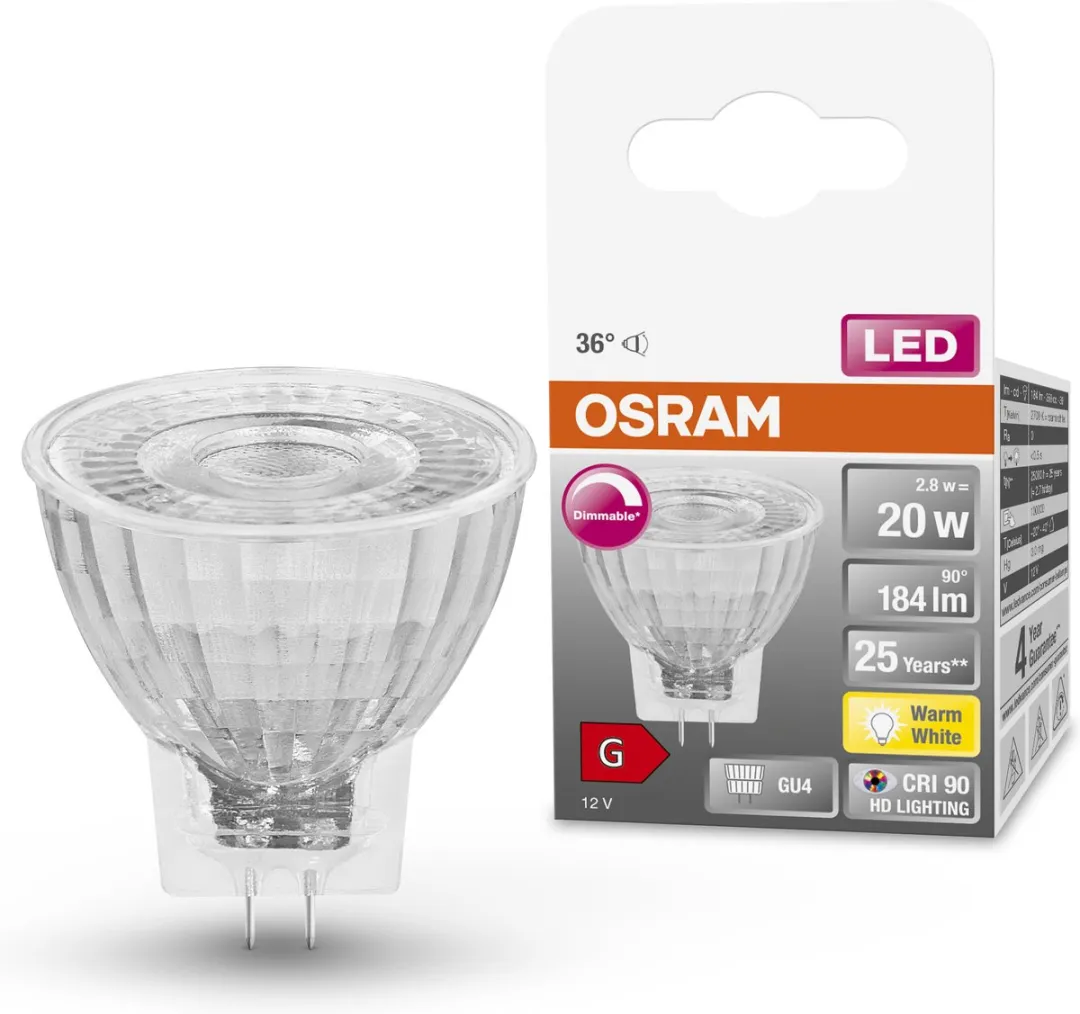 Osram LED Spot GU4 2,8W - 184 Lumen Warm Wit - Dimbaar
