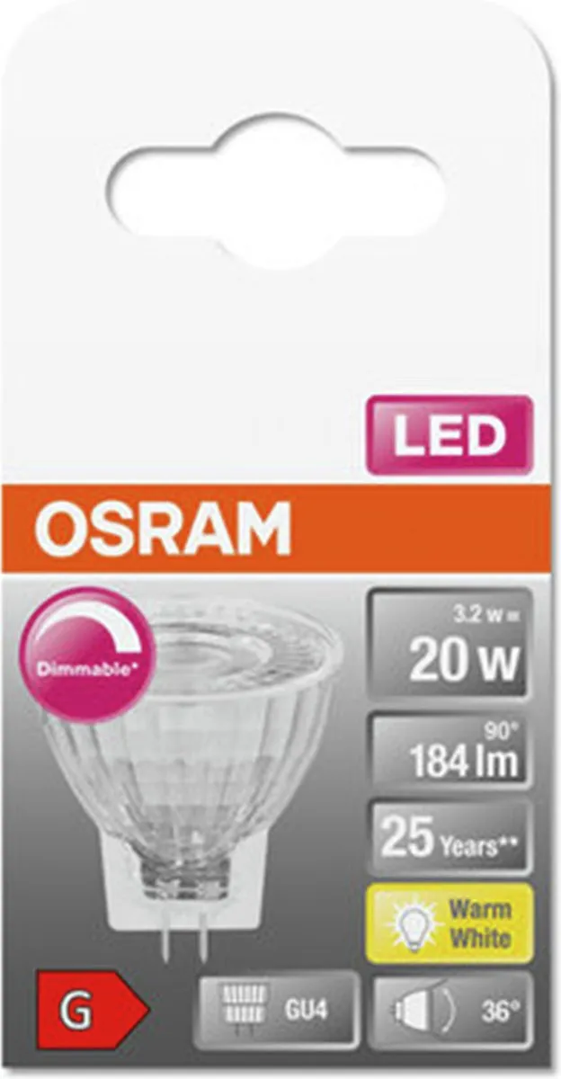 Osram LED Spot GU4 2,8W - 184 Lumen Warm Wit - Dimbaar