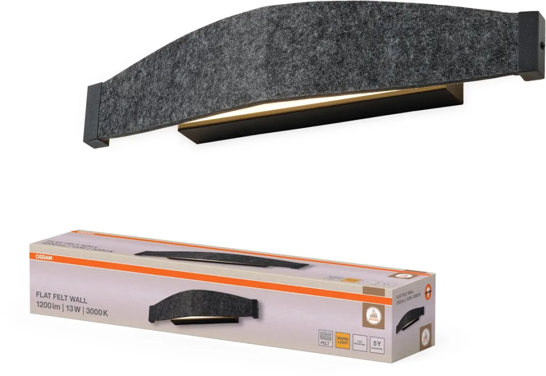 Osram Decor Flat Felt LED Wandlamp 13W - Donkergrijs