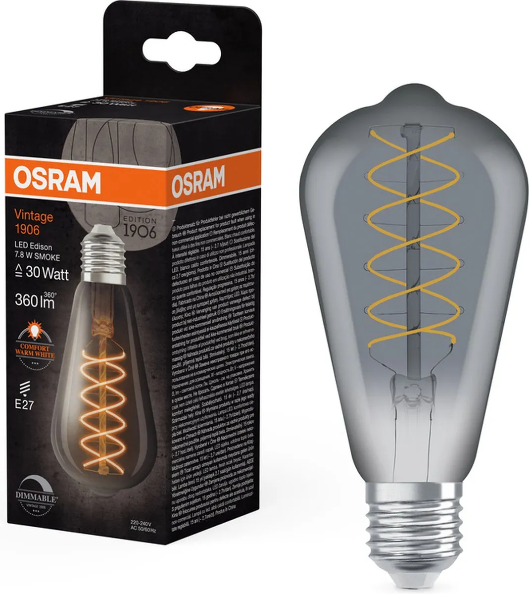 Osram Dimbare LED Vintage Edition E27 ST64 7.8W - 1800K - Helder glas