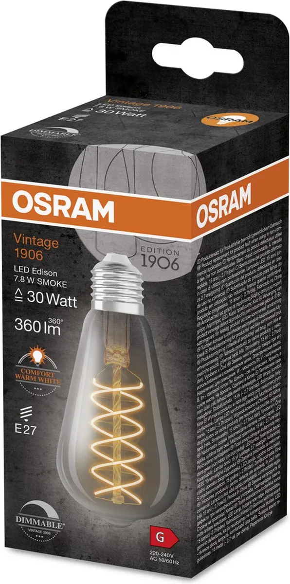 Osram Dimbare LED Vintage Edition E27 ST64 7.8W - 1800K - Helder glas - afbeelding 6 van 6
