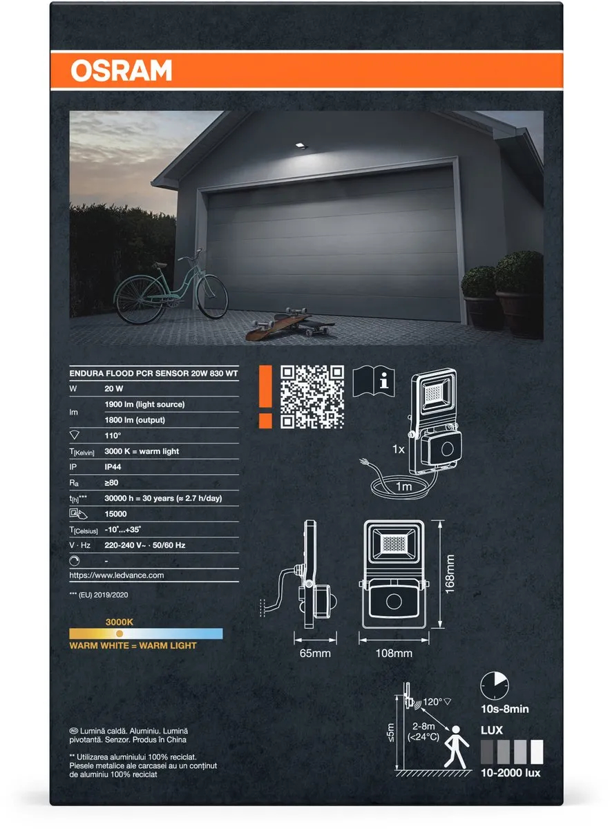 Osram Endura Flood PC 20W LED-schijnwerper - 1800 Lumen - Wit