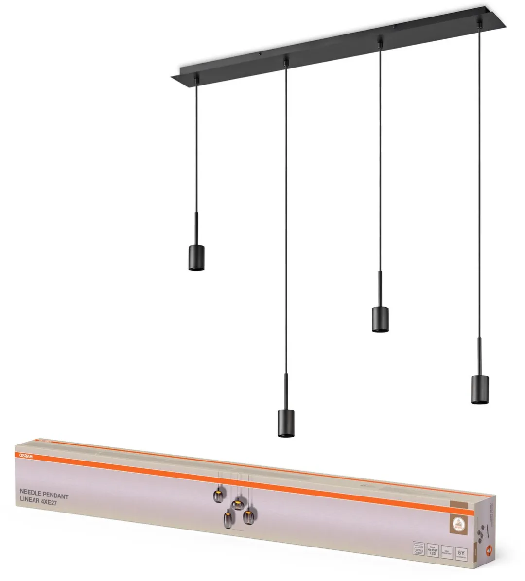 Osram Decor Needle Linear Hanglamp 4xE27 - Donkergrijs