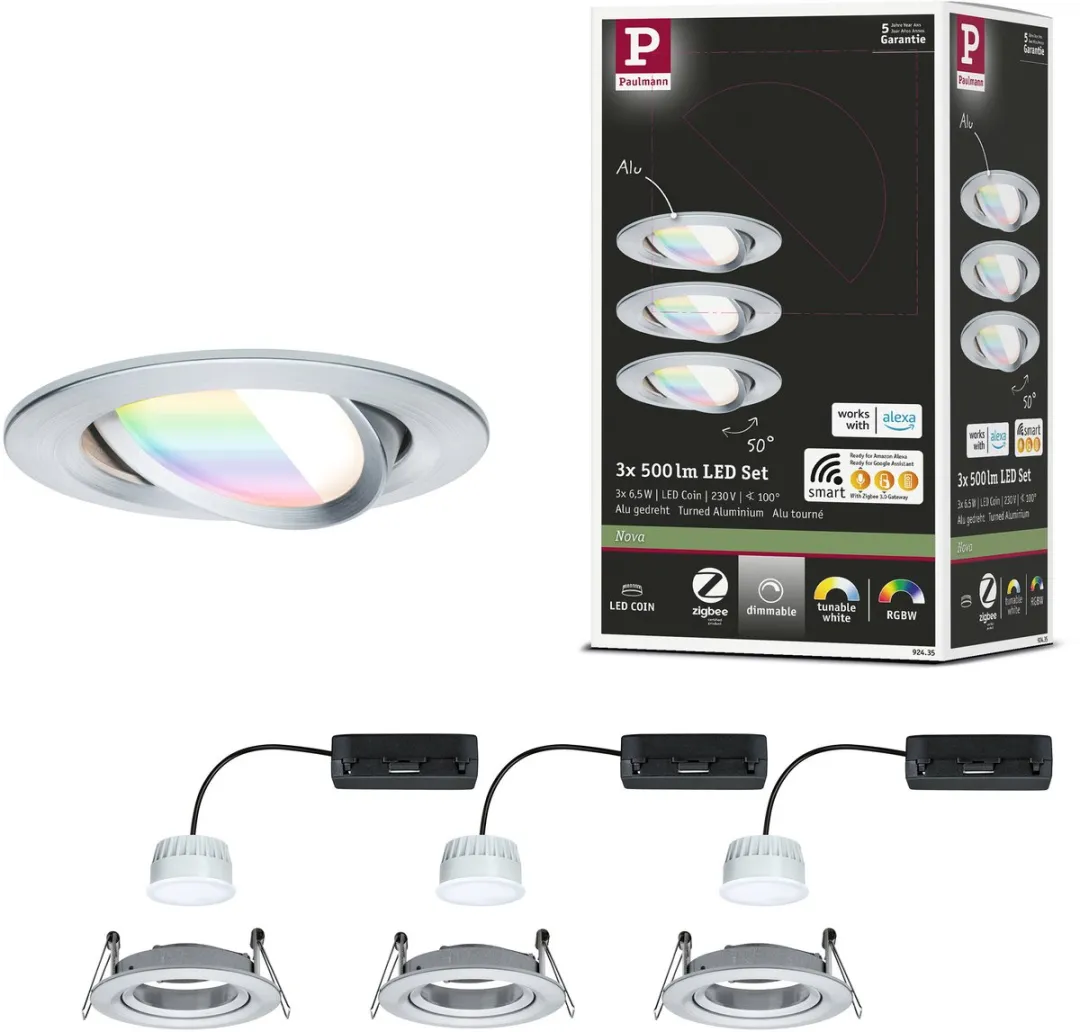 Paulmann Nova Coin LED Inbouwlamp 84mm RGBW+ 3x6W 50°