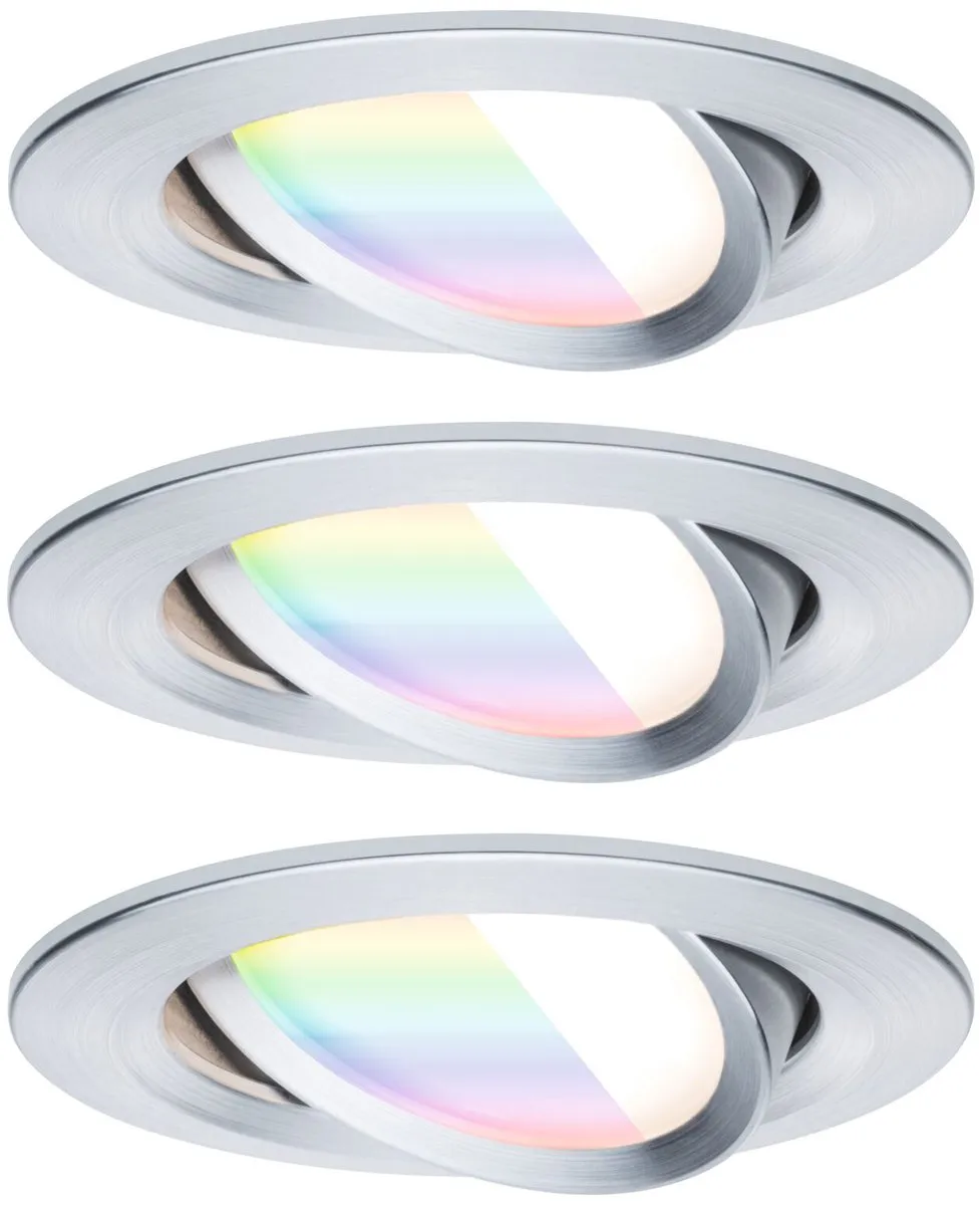 Paulmann Nova Coin LED Inbouwlamp 84mm RGBW+ 3x6W 50° - Aluminium