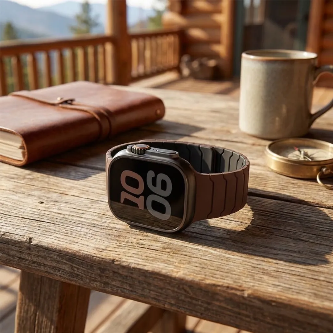 NUVEX Chocolade Zwart Horlogebandje Apple Watch 38-42mm - Siliconen - Tweekleurig