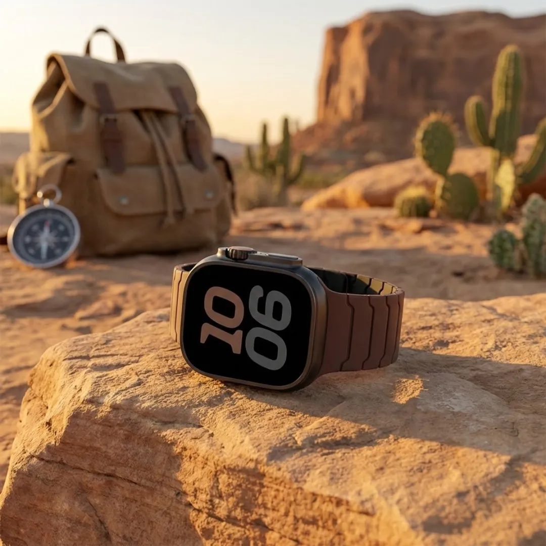 NUVEX Chocolade Zwart Horlogebandje Apple Watch 38-42mm - Siliconen - Tweekleurig